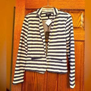 Navy/white striped blazer